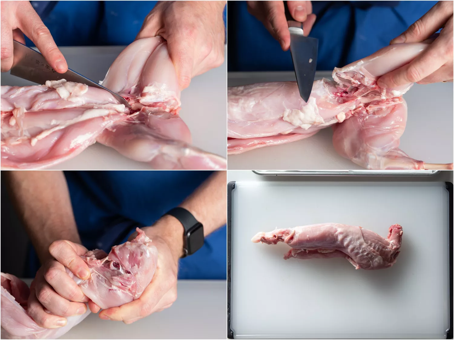 Removing rabbit hind legs.